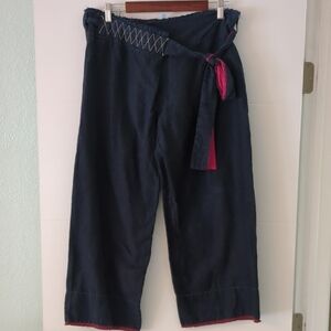 Anthropologie Navy and Pink Cropped Pants